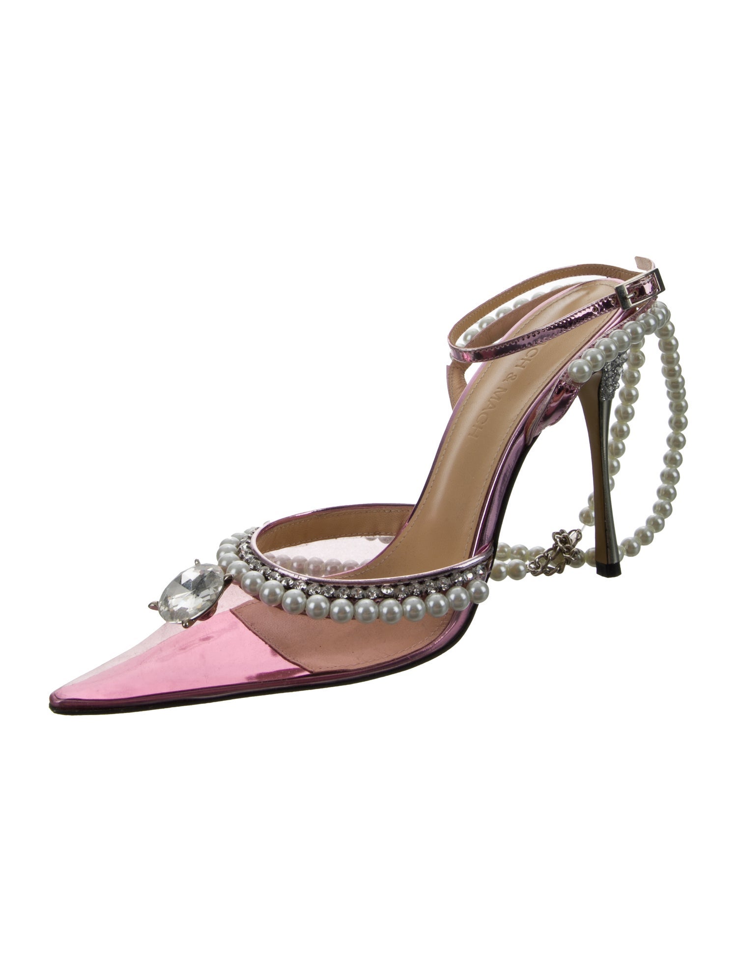 Mach & Mach PVC Crystal Embellishments Slingback Pumps