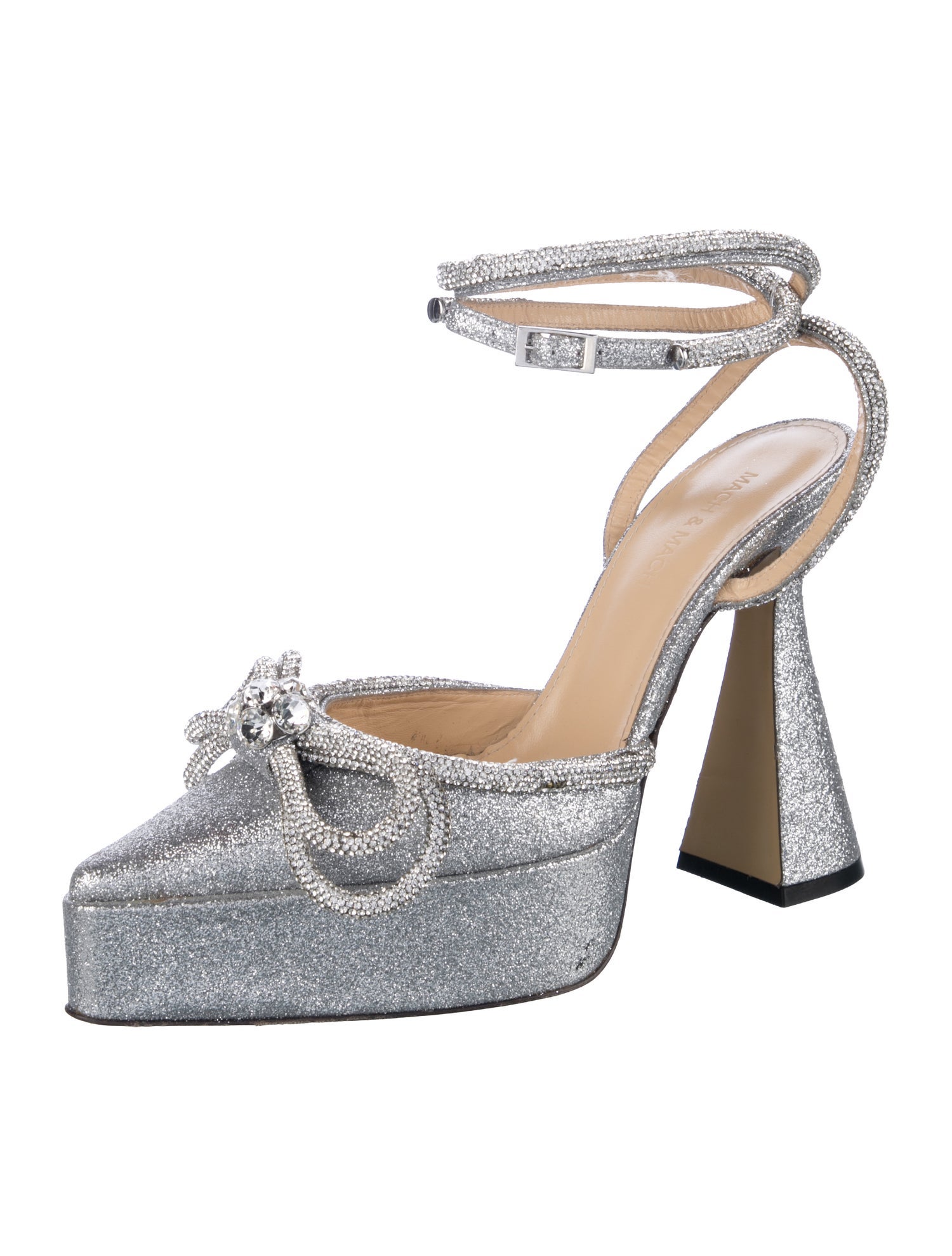 Mach & Mach Glitter Patterned Slingback Pumps