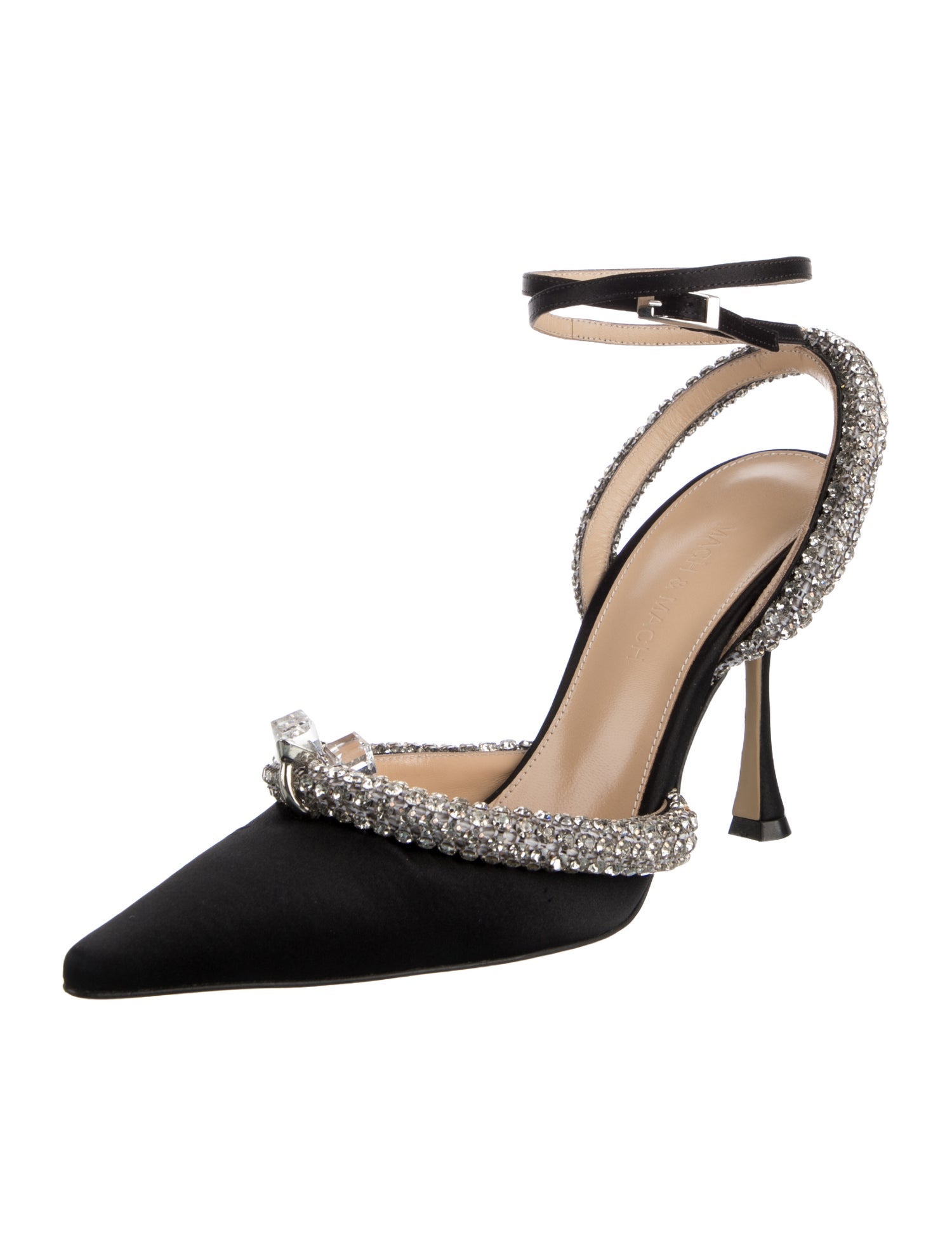 Mach & Mach Satin Bow Accents Slingback Pumps