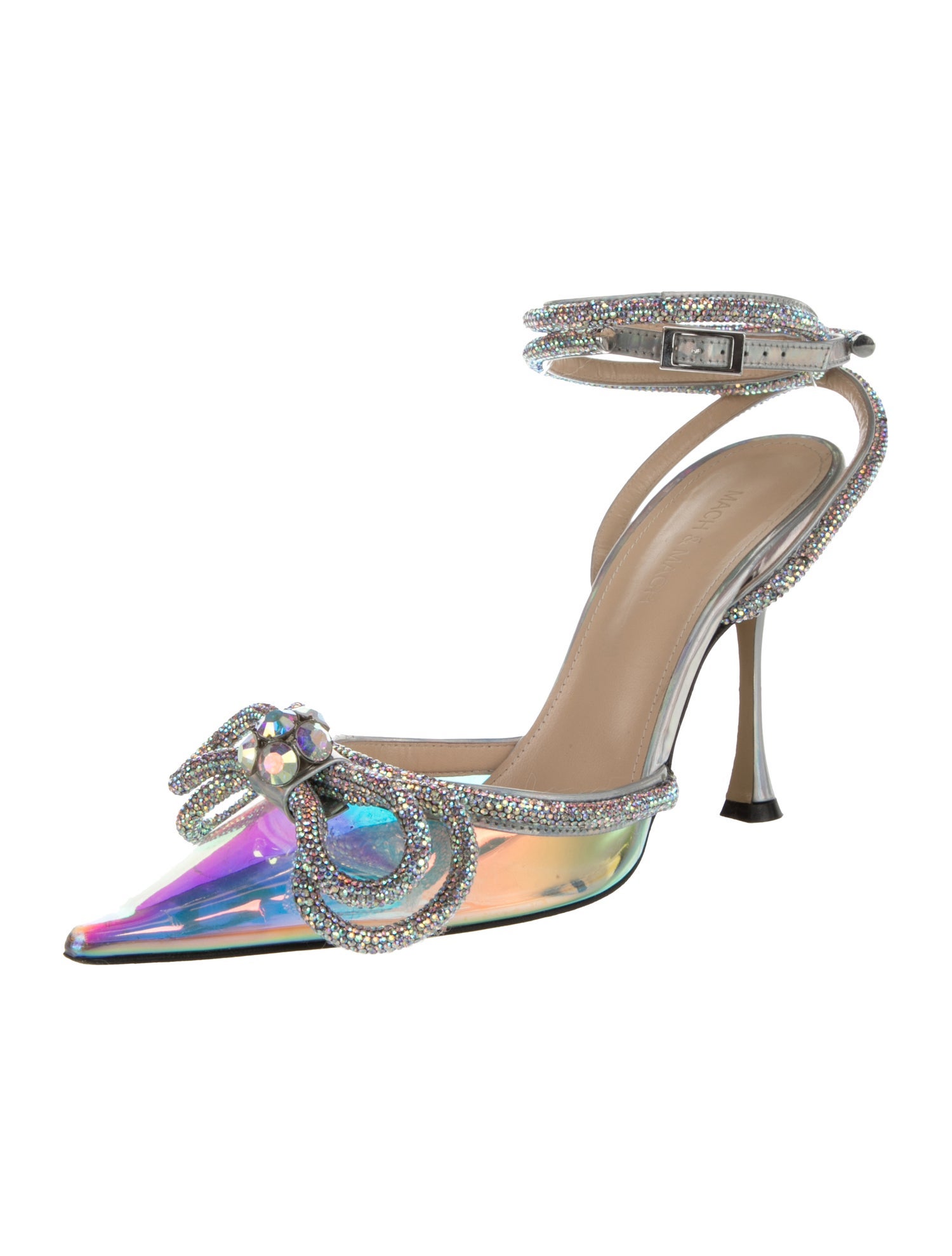 Mach & Mach PVC Bow Accents Slingback Pumps