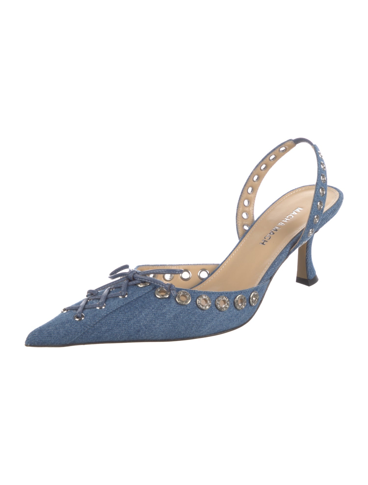 Mach & Mach Denim Slingback Pumps