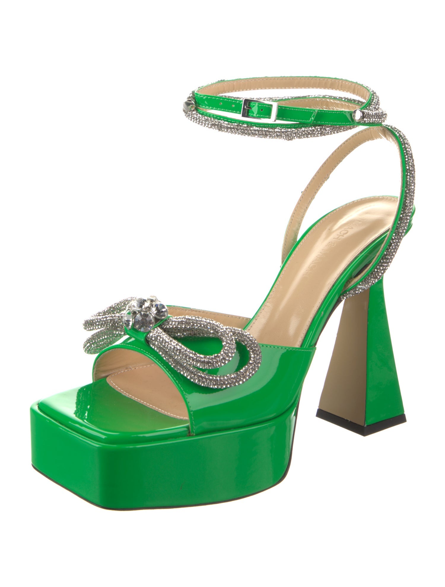 Mach & Mach PVC Bow Accents Slingback Pumps
