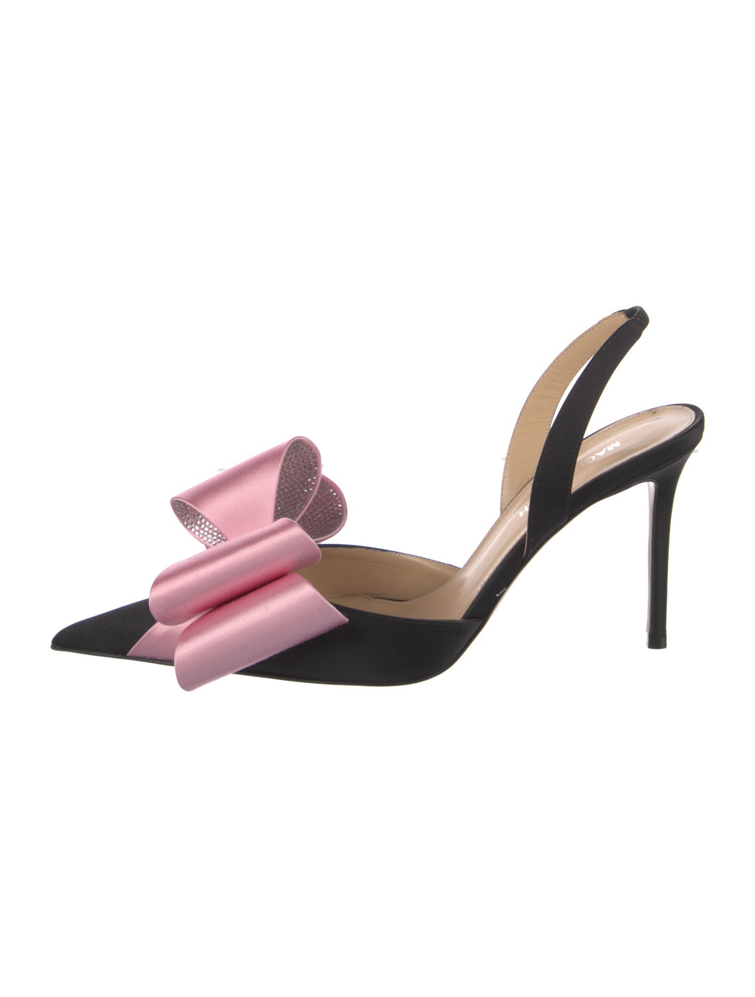 Mach & Mach Satin Colorblock Pattern Slingback Pumps