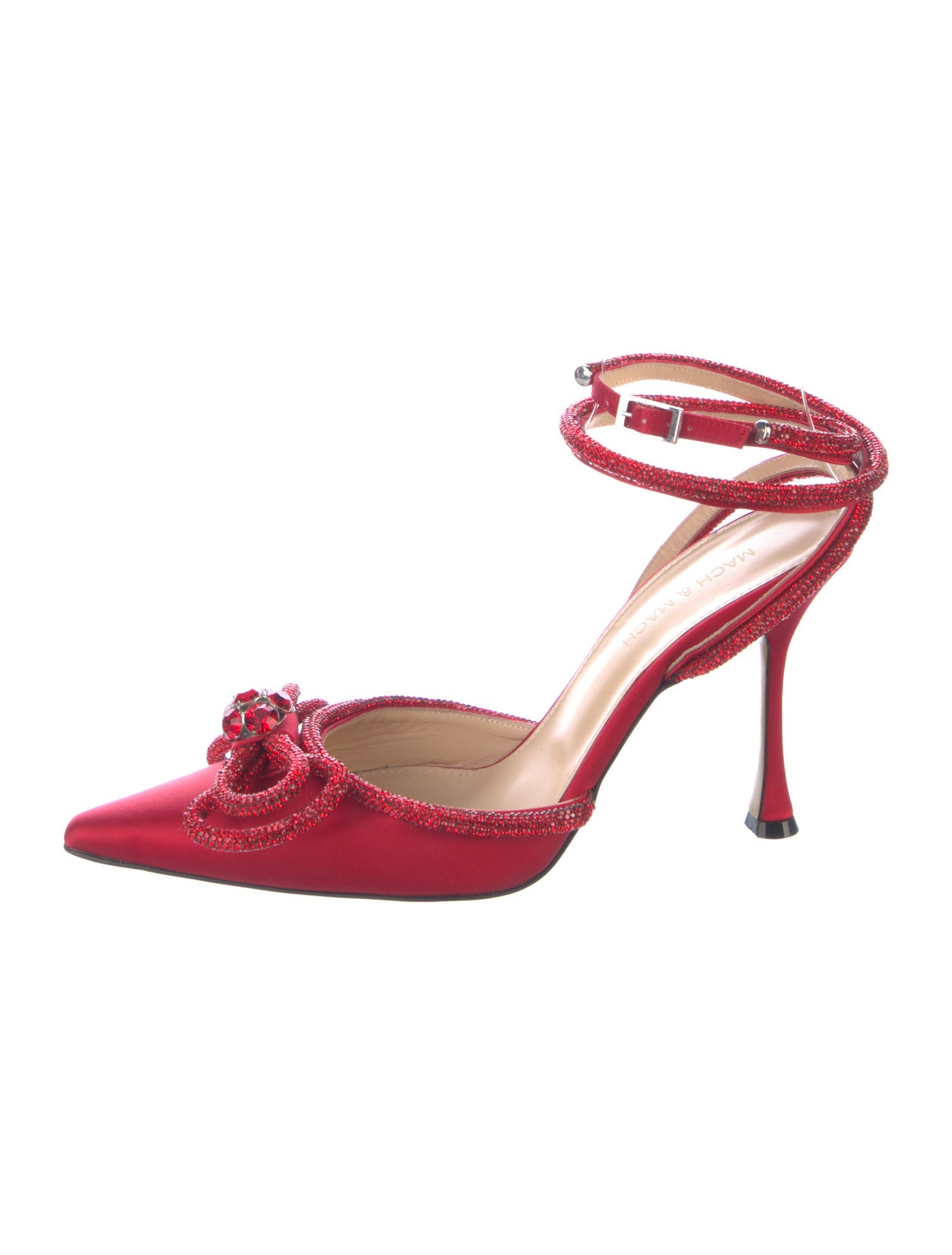 Mach & Mach Leather Bow Accents D'Orsay Pumps