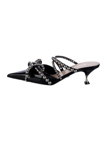 Pre-owned Mach&mach Patent Leather Mules In Black