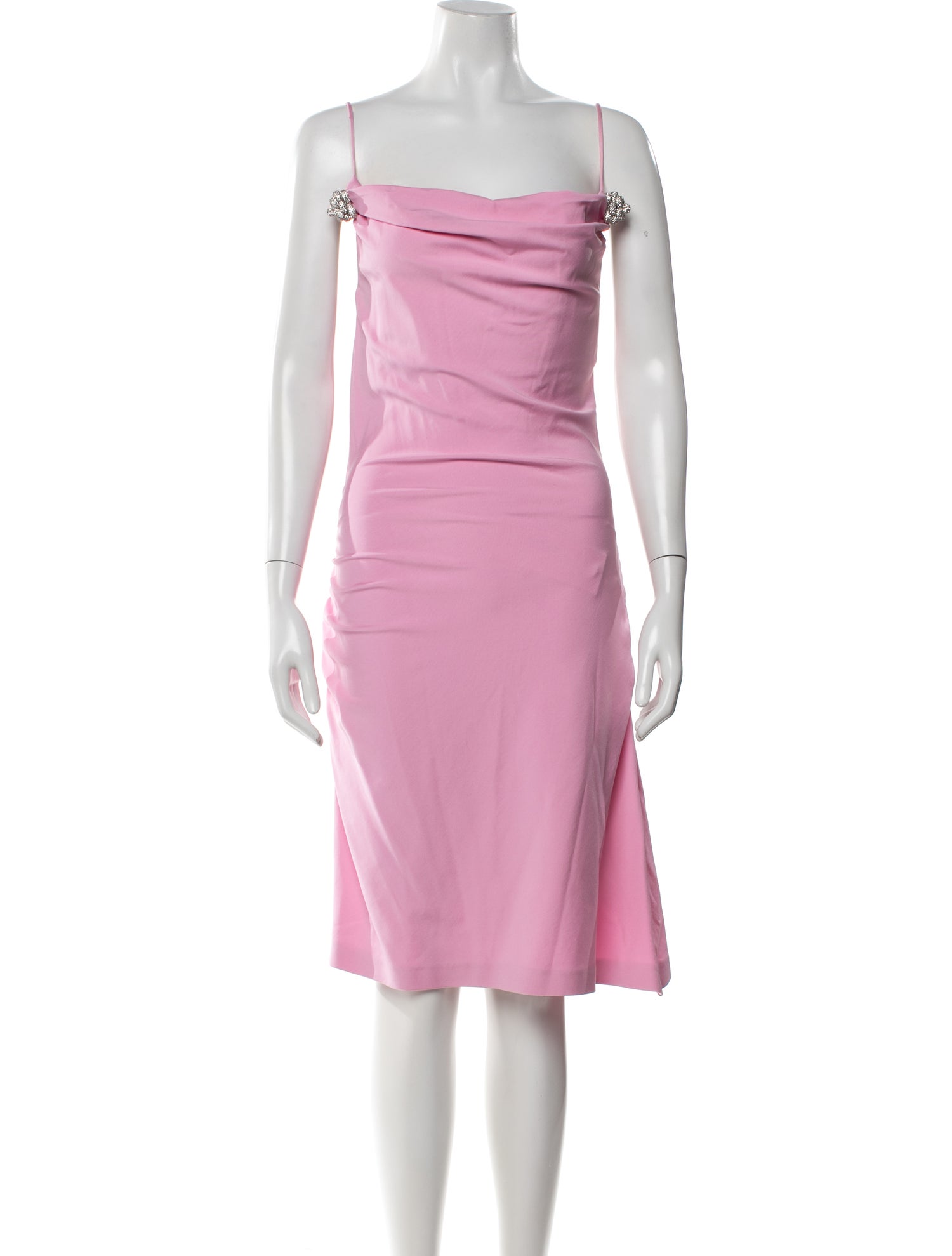 mach mach pink dress MACH & MACH Love Heart Crystal Detail Pink Knit Off Shoulder Party P21 Mini Dress