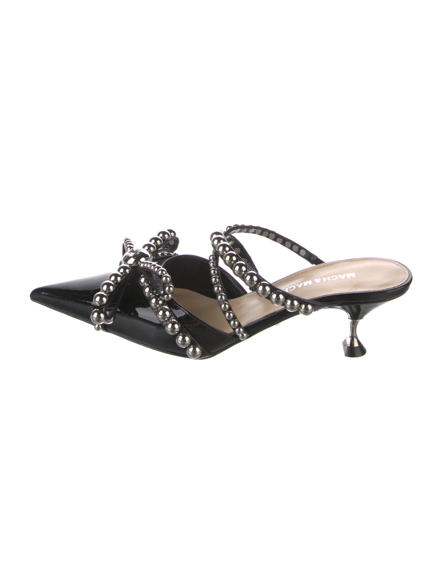 Mach & Mach Patent Leather Studded Accents Mules