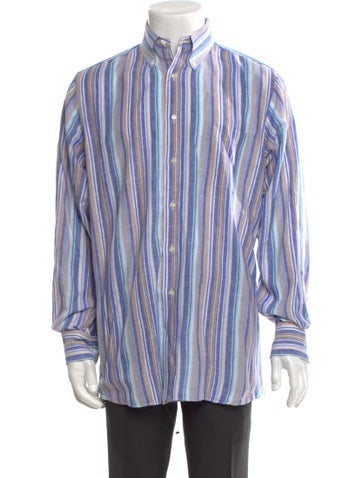 Maus & Hoffman Dress Shirts Linen Striped Shirt M
