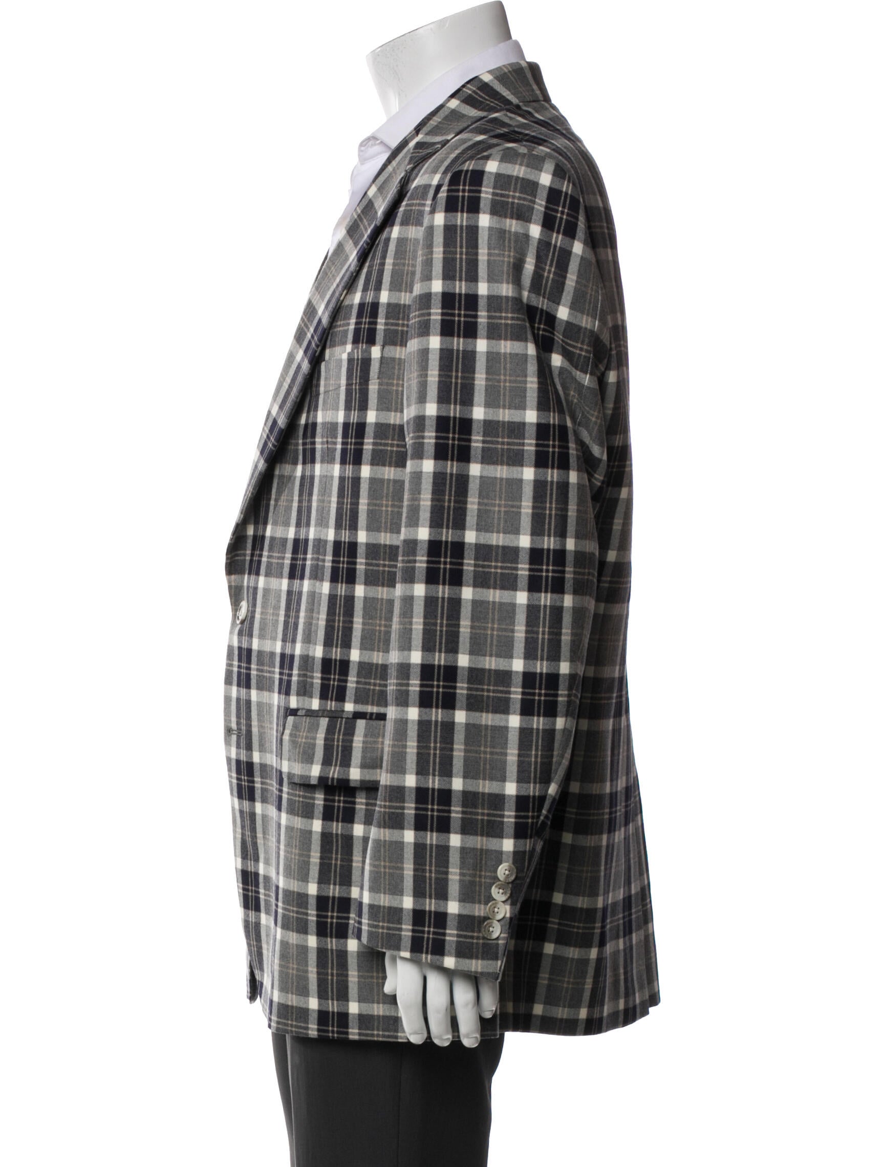Maus & Hoffman Wool Plaid Print Blazer