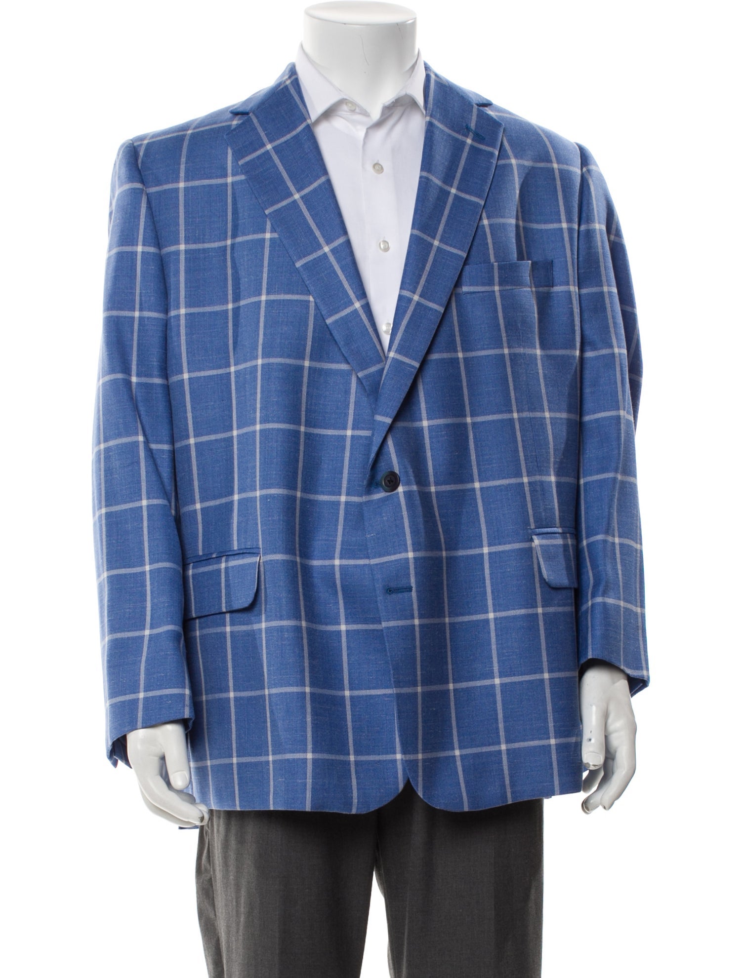 Maus & Hoffman Wool Plaid Print Blazer