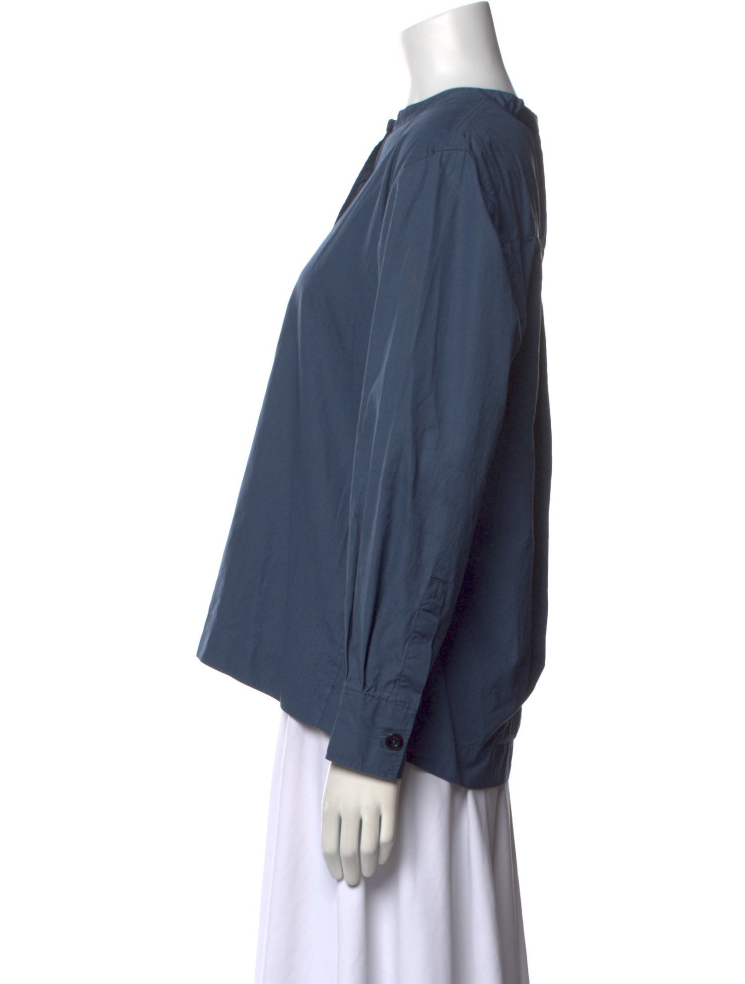 MHL by Margaret Howell Mock Neck Long Sleeve Button-Up Top