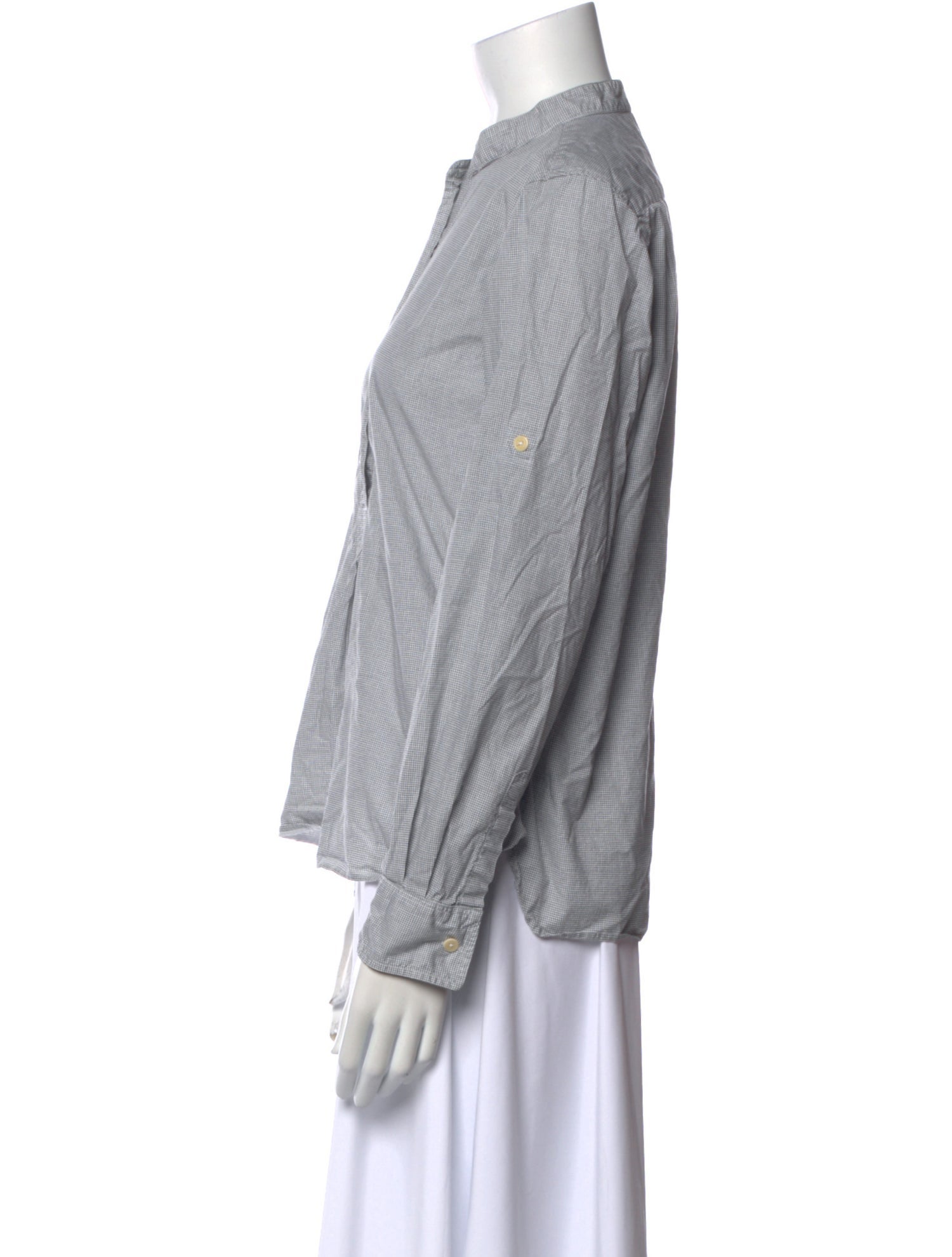 MHL by Margaret Howell Mock Neck Long Sleeve Button-Up Top