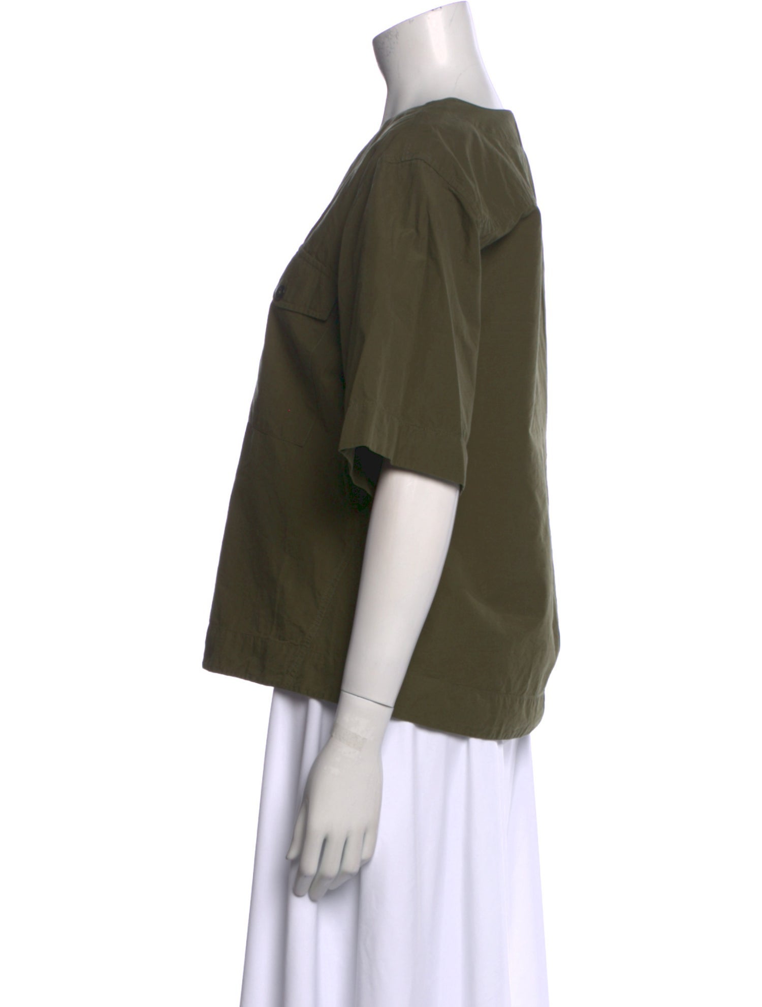 MHL by Margaret Howell V-Neck Short Sleeve Button-Up Top