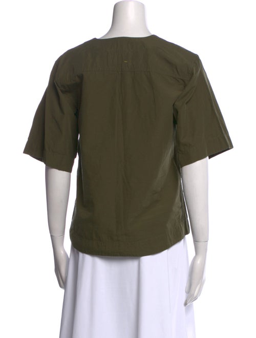 MHL by Margaret Howell V-Neck Short Sleeve Button-Up Top