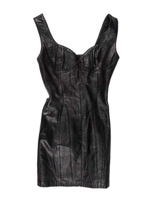 Michael Hoban North Beach Leather Mini Dress Black