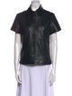 Michael Hoban North Beach Leather Short Sleeve Button-Up Top