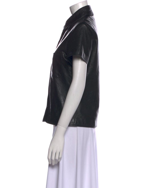 Michael Hoban North Beach Leather Short Sleeve Button-Up Top