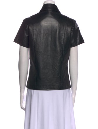 Michael Hoban North Beach Leather Short Sleeve Button-Up Top