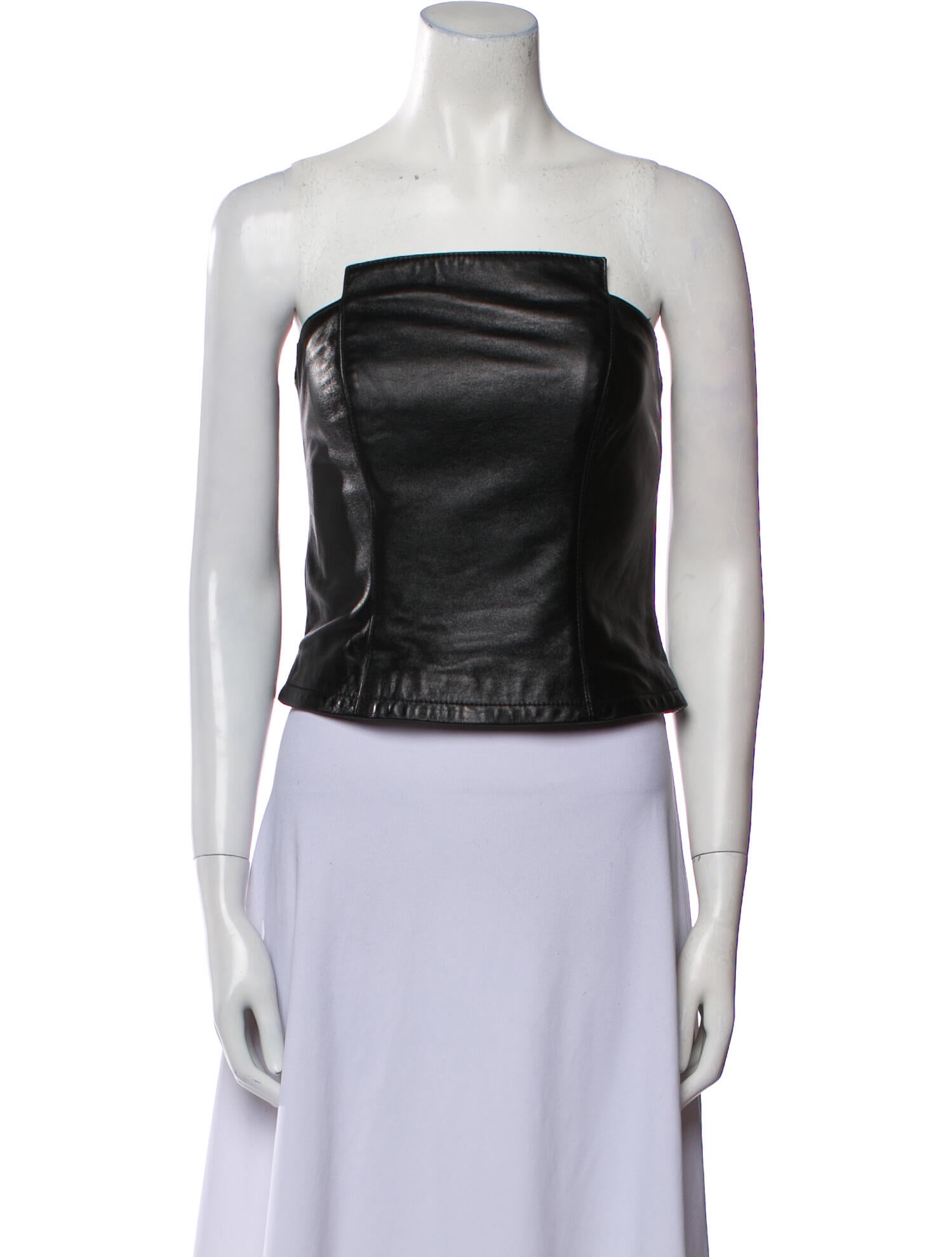 Michael Hoban North Beach Leather Strapless Crop Top