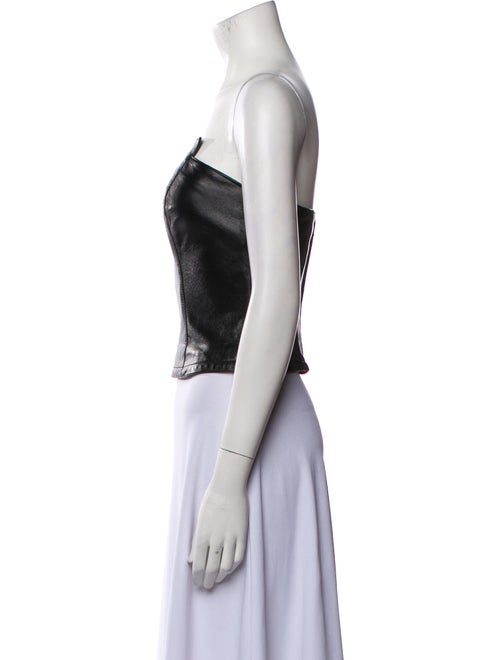 Michael Hoban North Beach Leather Strapless Crop Top