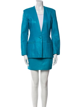 Michael Hoban North Beach Late 1980's - Early 1990's Leather Skirt Set