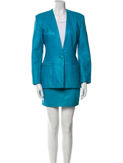 Michael Hoban North Beach Late 1980's - Early 1990's Leather Skirt Set