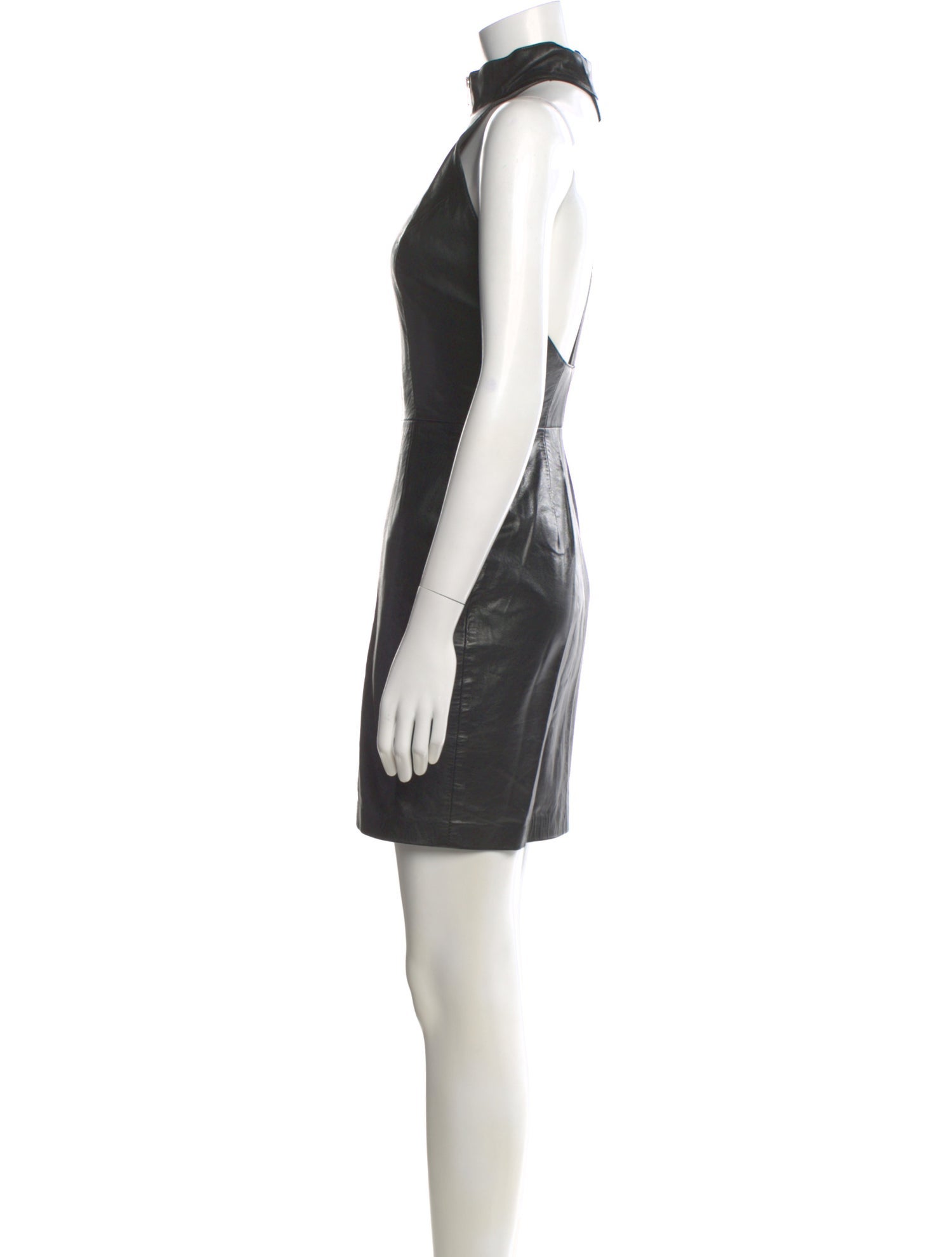 north beach leather dresses North Beach Spring 1992 Black Leather Cut Out Dress – The Kit Vintage main image 0