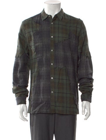 Mostly Heard Rarely Seen Casual Shirts Plaid Print Long Sleeve Denim Shirt S