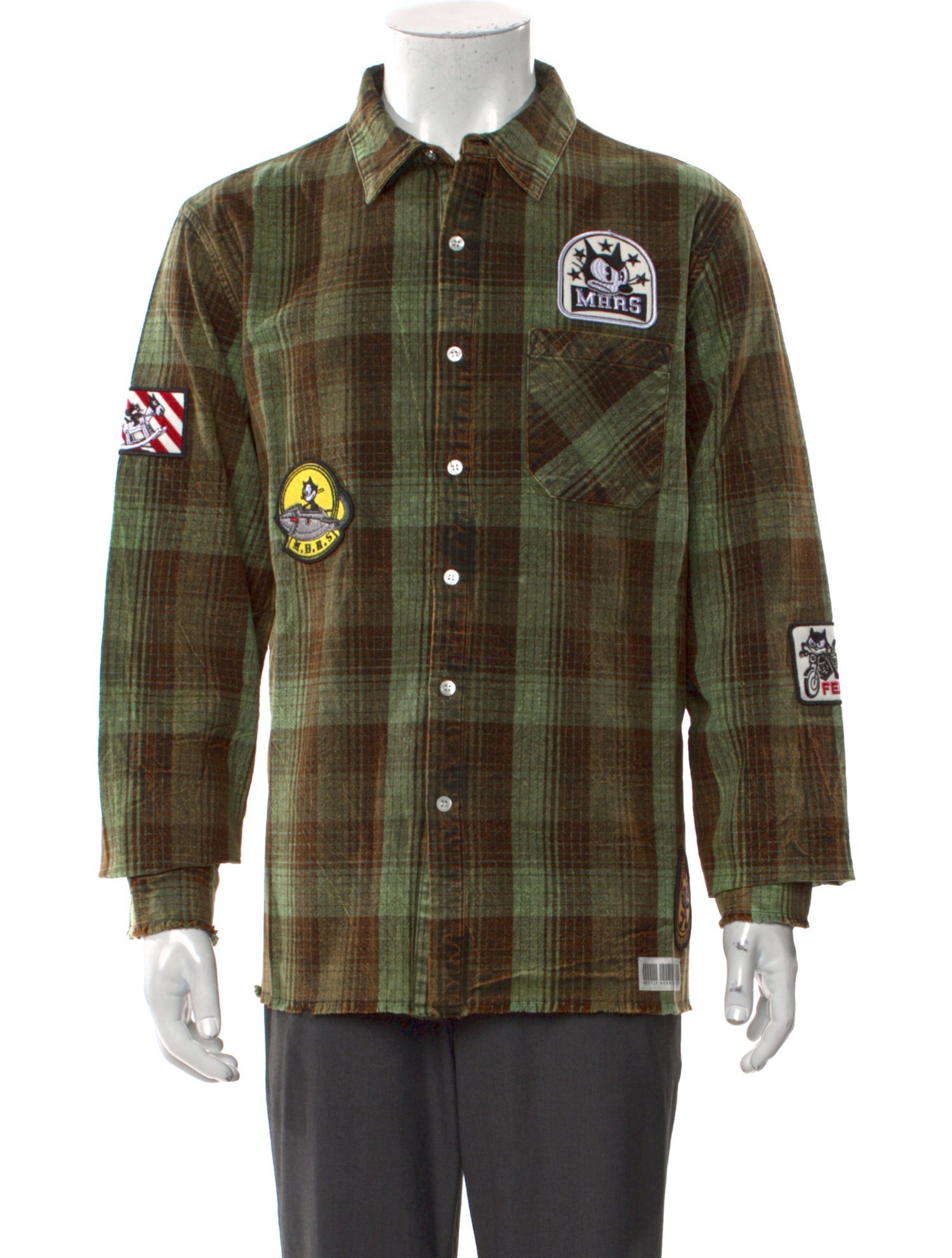 Mostly Heard Rarely Seen Plaid Print Long Sleeve Shirt
