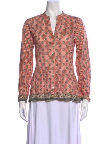 Pre-owned Maison Hotel Paisley Print Long Sleeve Blouse In Pink