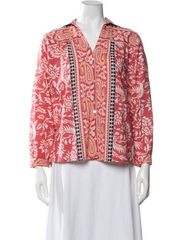 Pre-owned Maison Hotel Paisley Print V-neck Blouse In Multicolor