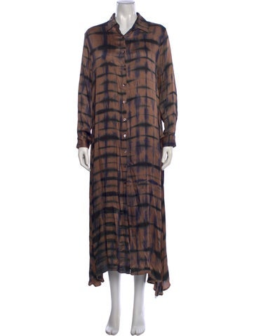 Pre-owned Maison Hotel Tie-dye Print Long Dress In Brown