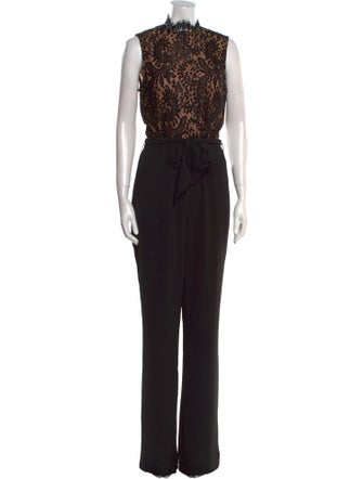 Misha Lace Pattern Mock Neck Jumpsuit