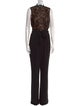 Misha Lace Pattern Mock Neck Jumpsuit