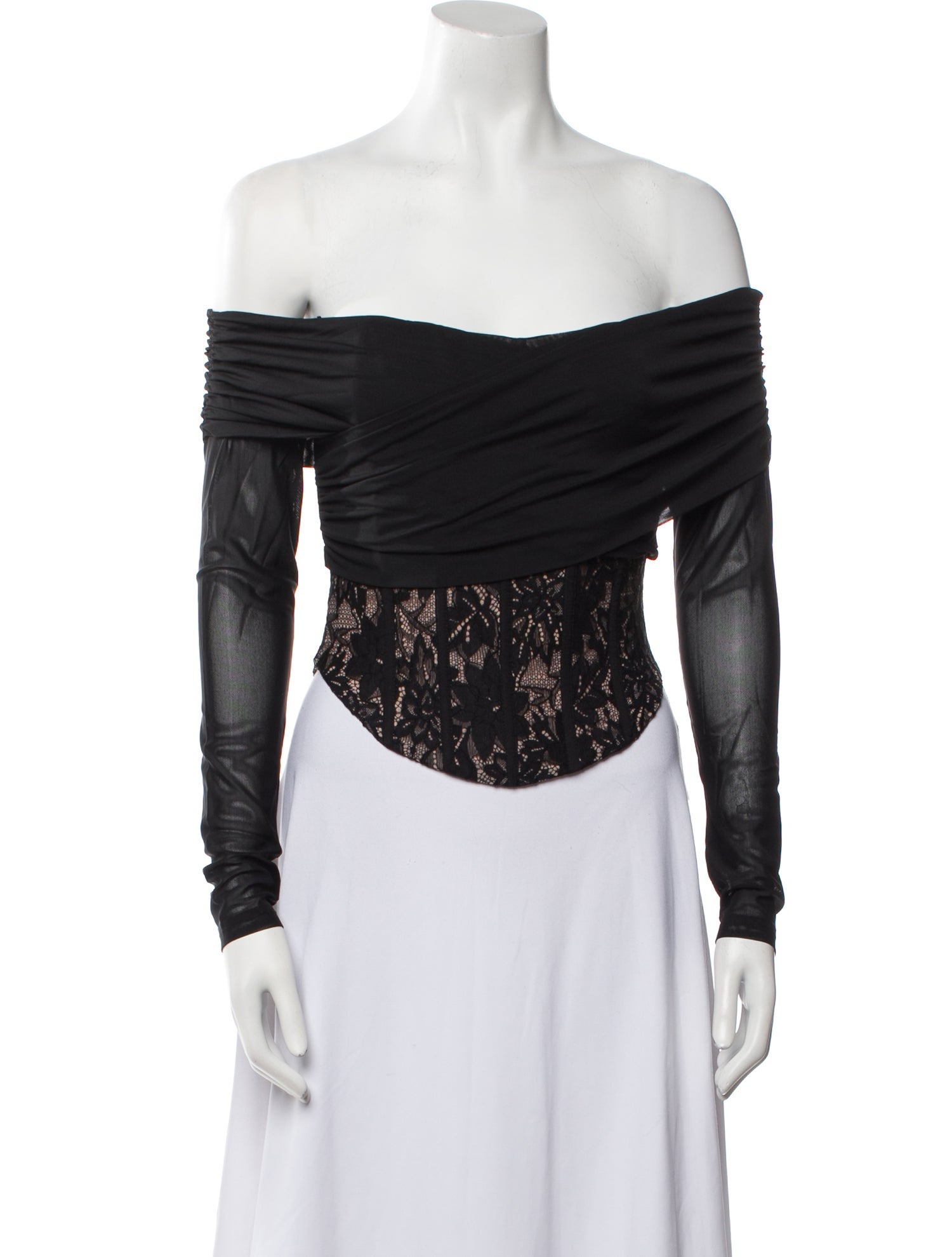 Misha Off-The-Shoulder Long Sleeve Crop Top w/ Tags