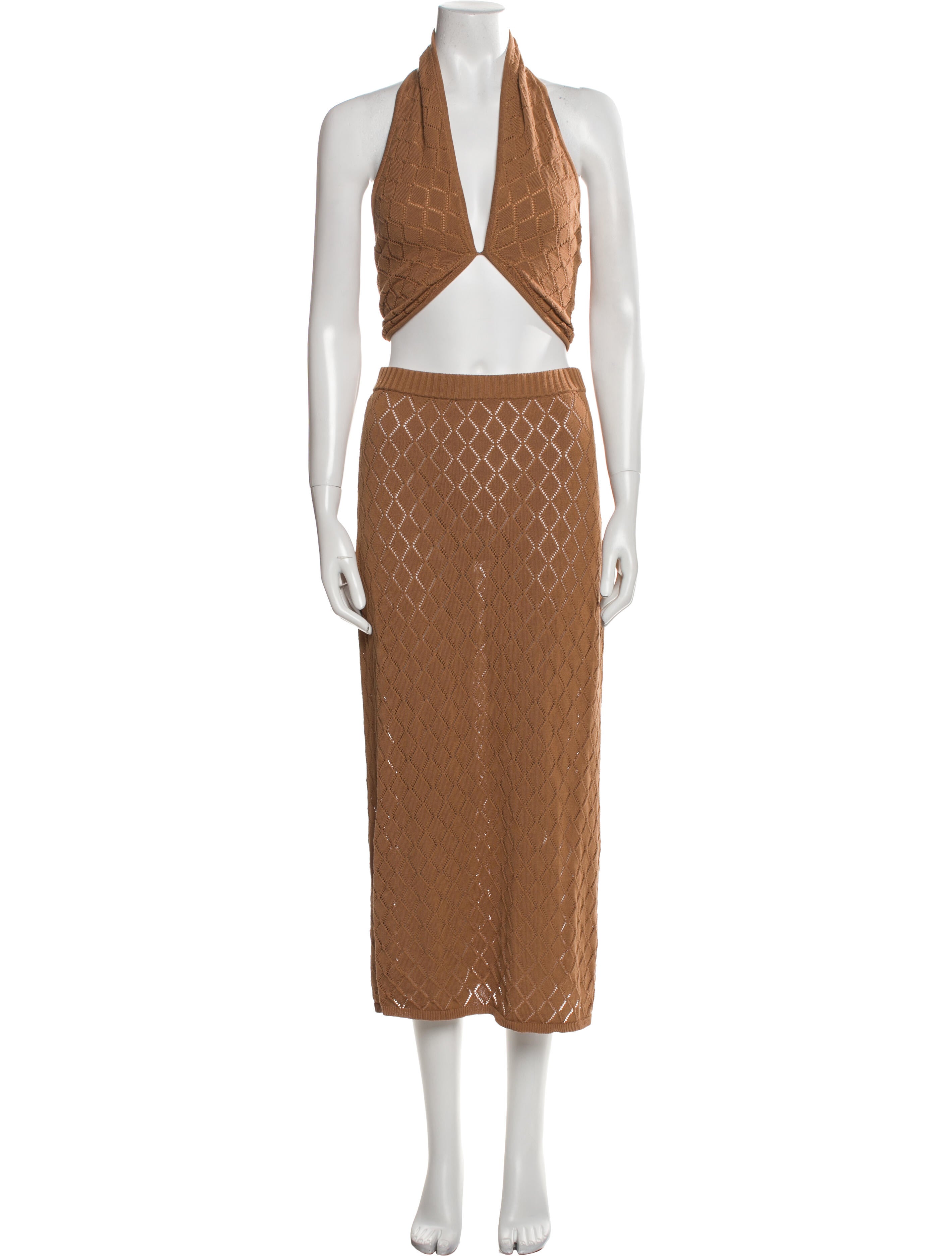 Misha Mesh Accents Skirt Suit