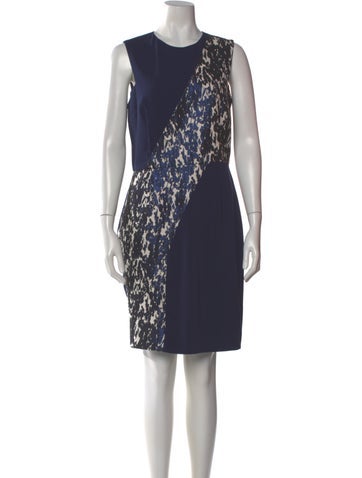 Pre-owned Misha Printed Knee-length Dress In Blue