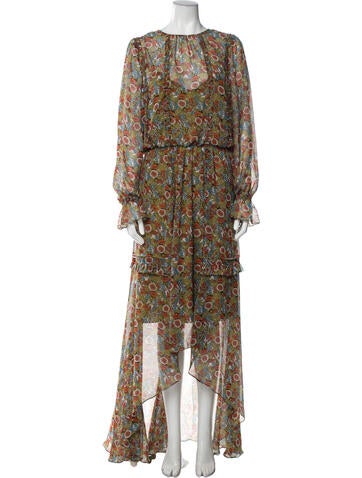 Mikael Aghal Dresses Floral Print Long Dress M