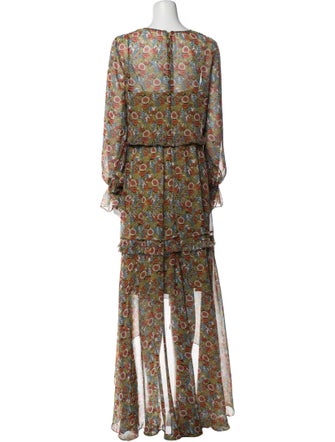 Mikael Aghal Floral Print Long Dress