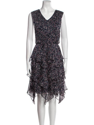 Mikael Aghal Dresses Floral Print Midi Length Dress XL