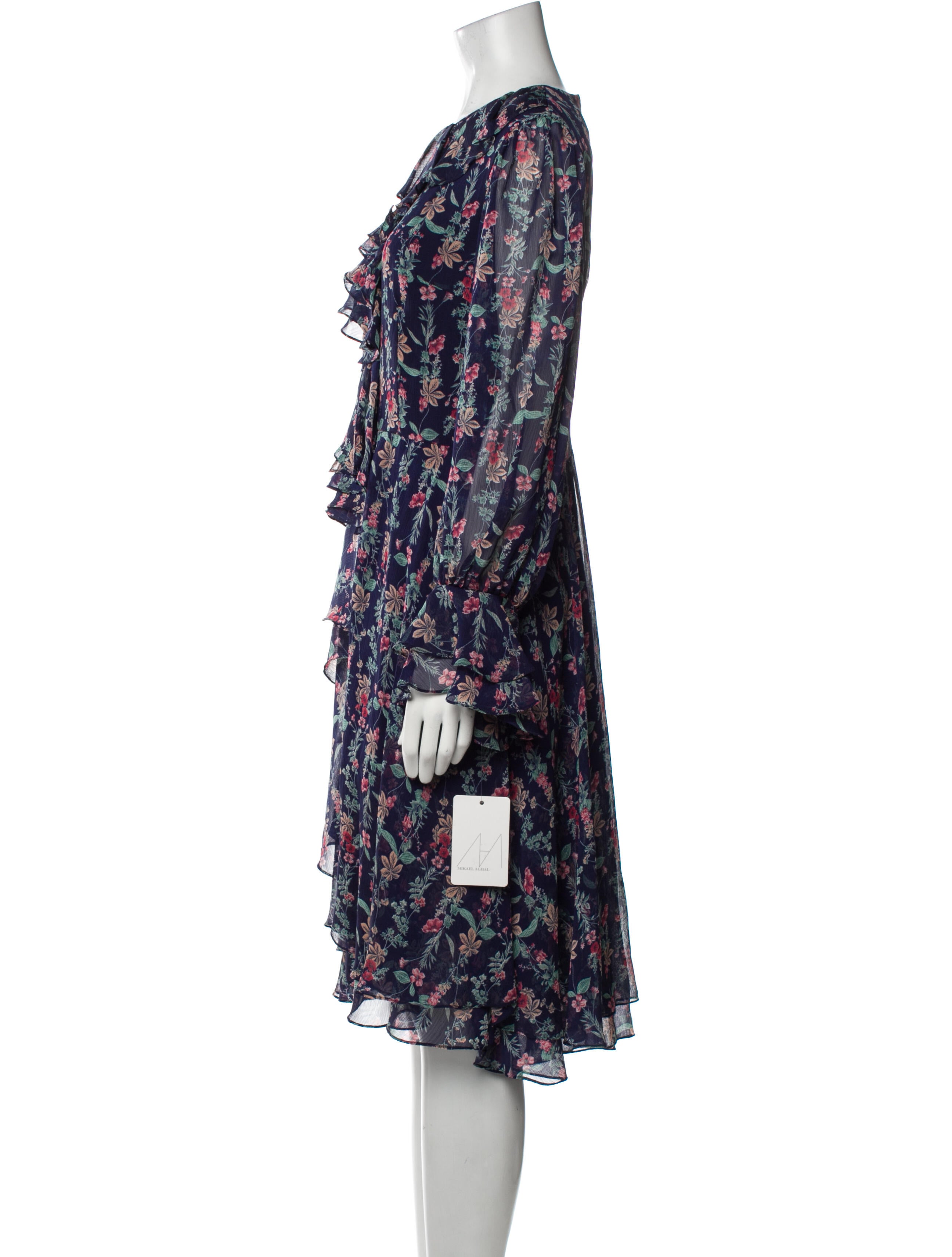 Mikael Aghal Floral Print Knee-Length Dress