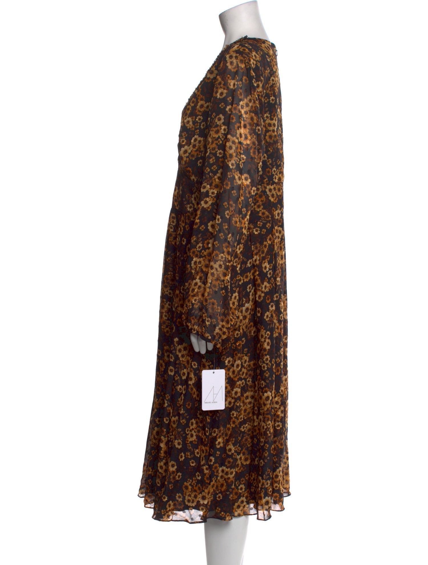 Mikael Aghal Floral Print Long Dress