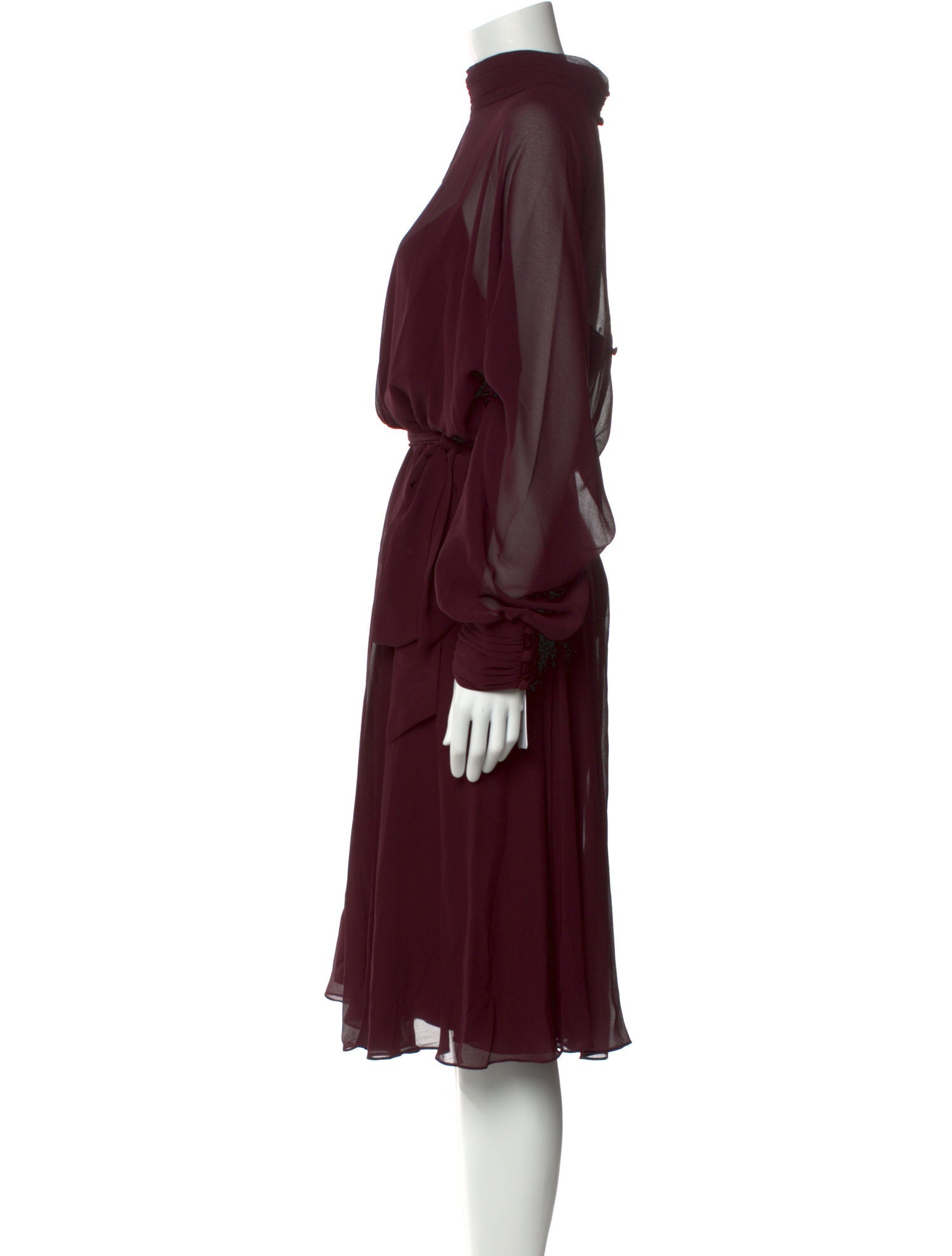 Mikael Aghal Mock Neck Midi Length Dress