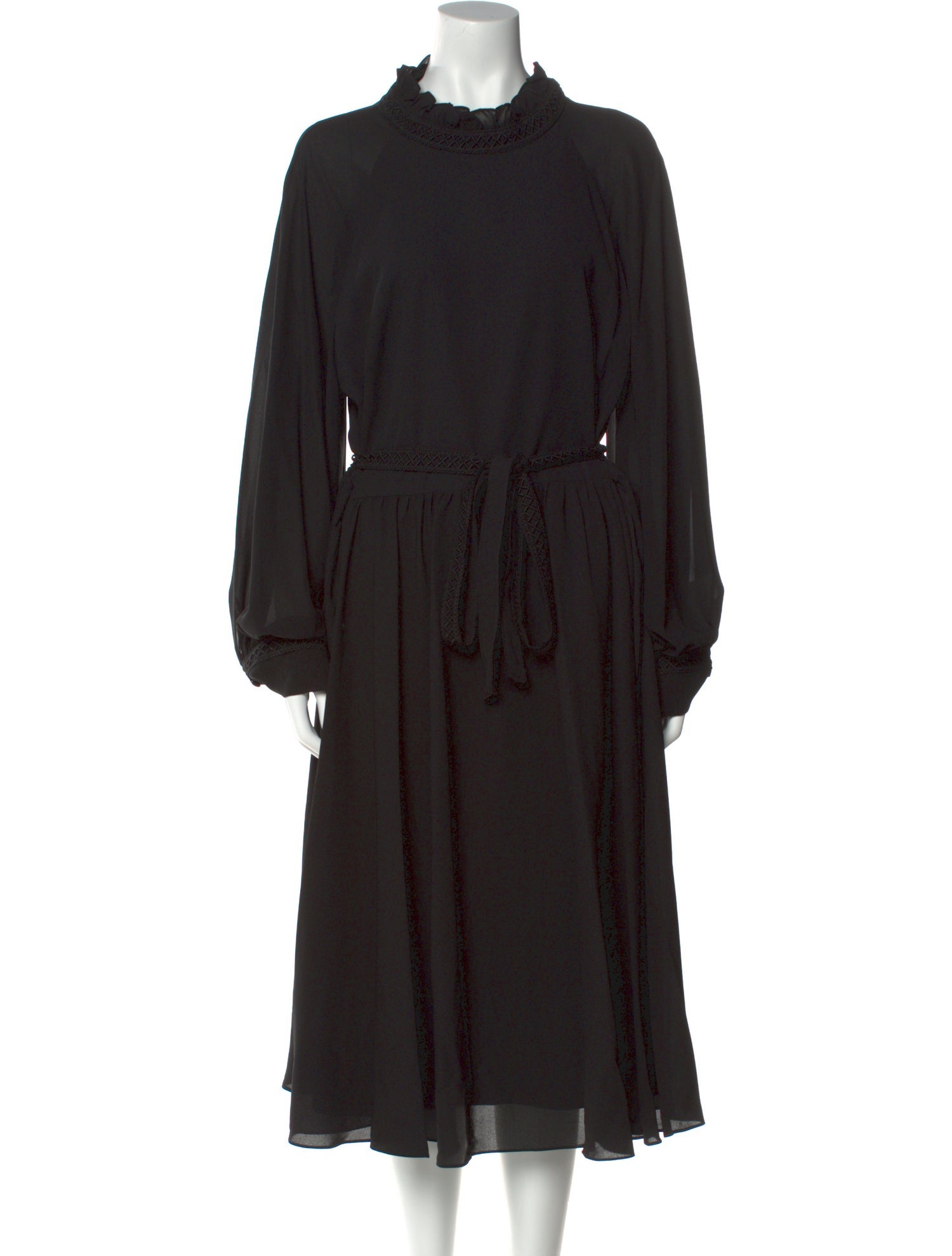 Mikael Aghal Mock Neck Midi Length Dress