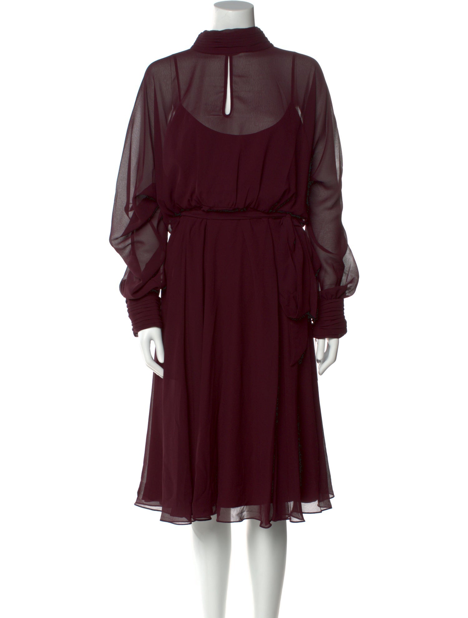 Mikael Aghal Mock Neck Midi Length Dress