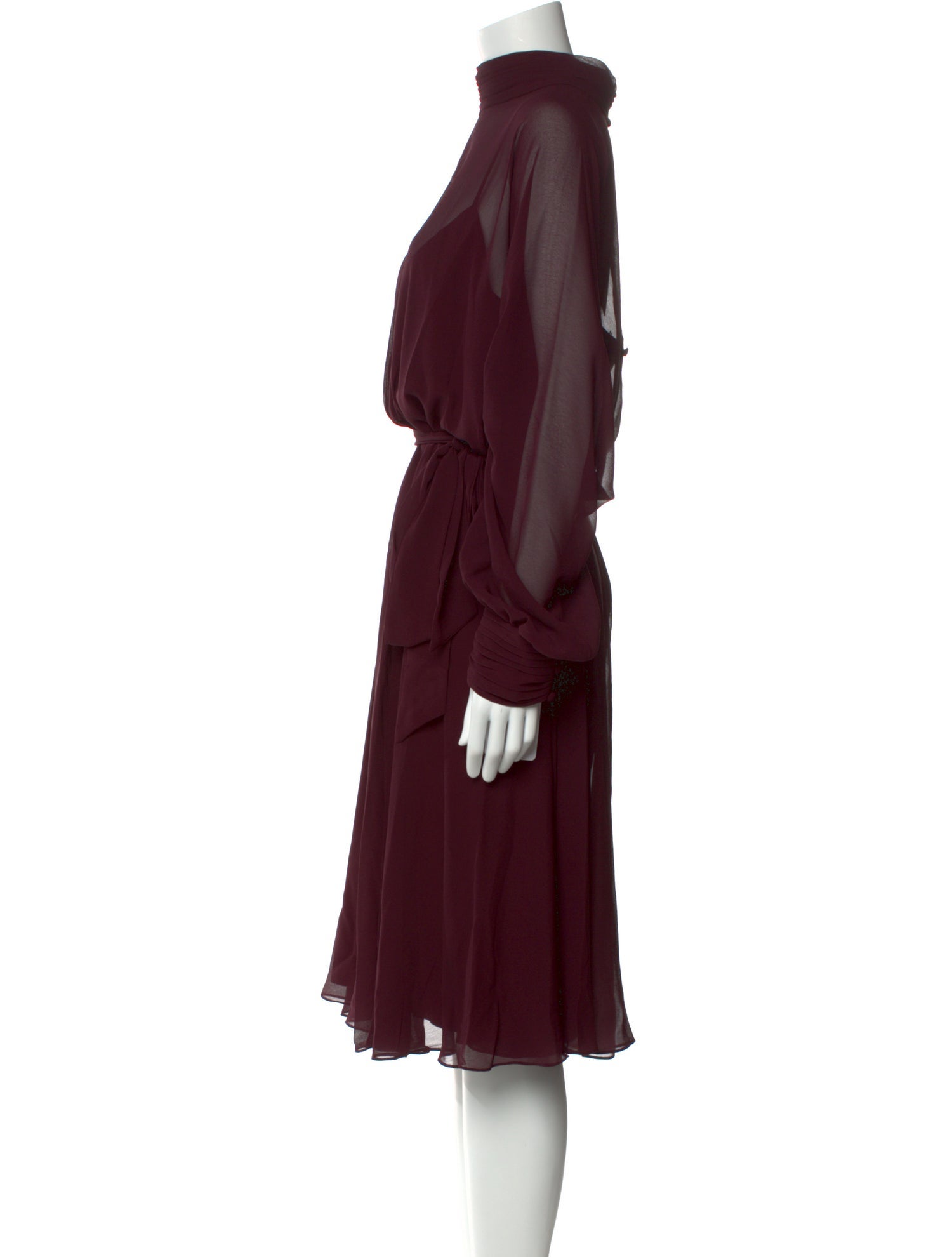 Mikael Aghal Mock Neck Midi Length Dress