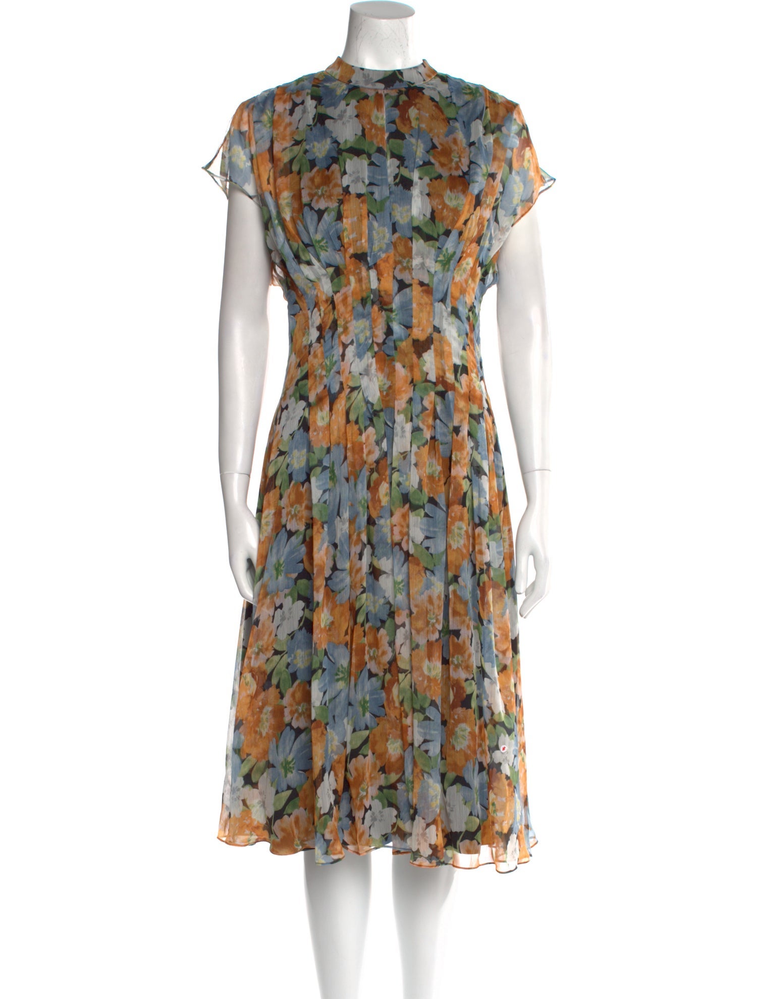 Mikael Aghal Floral Print Midi Length Dress w/ Tags