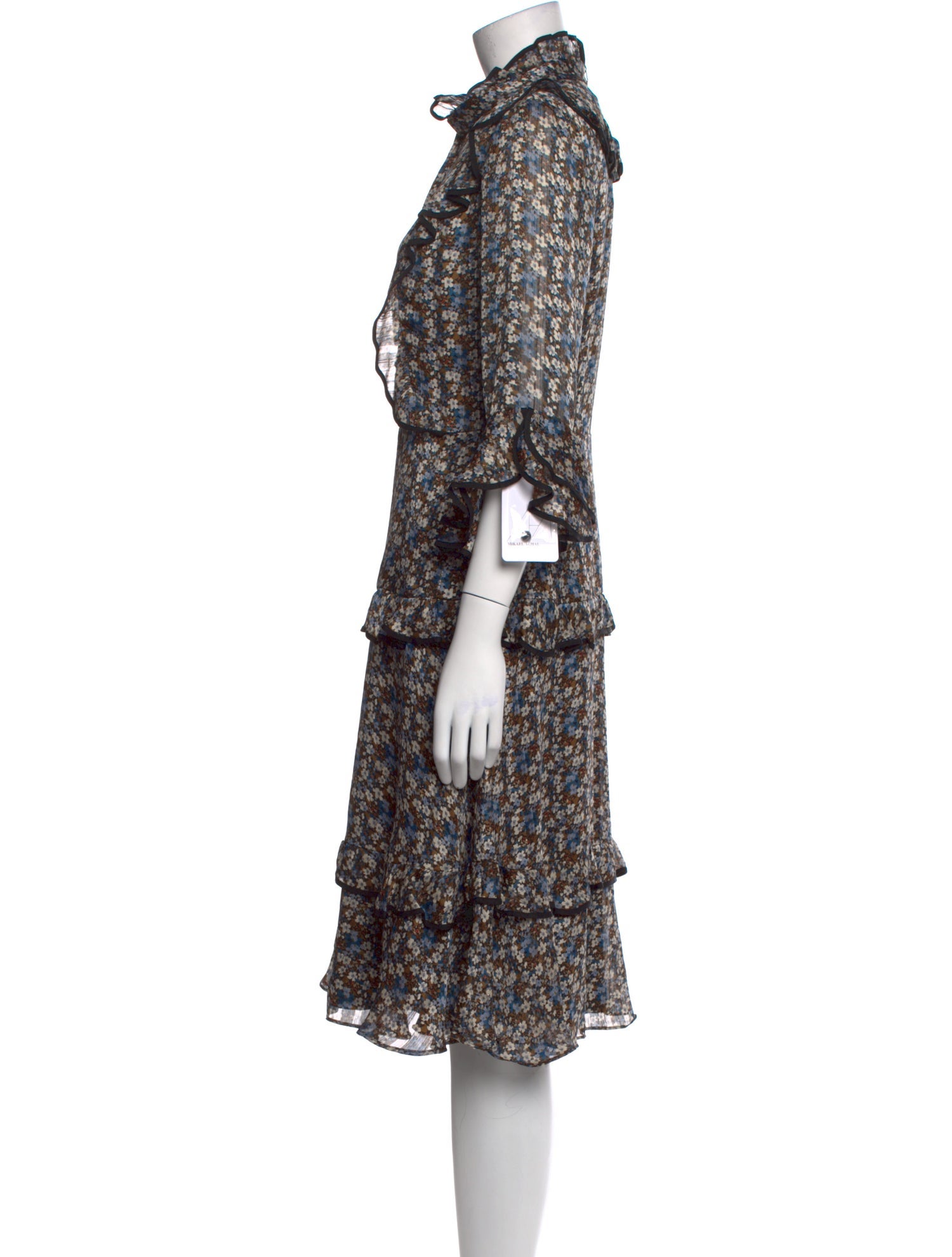 Mikael Aghal Floral Print Midi Length Dress