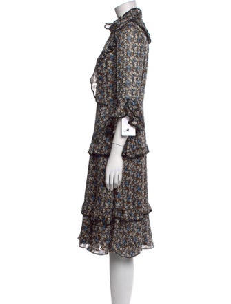 Mikael Aghal Floral Print Midi Length Dress