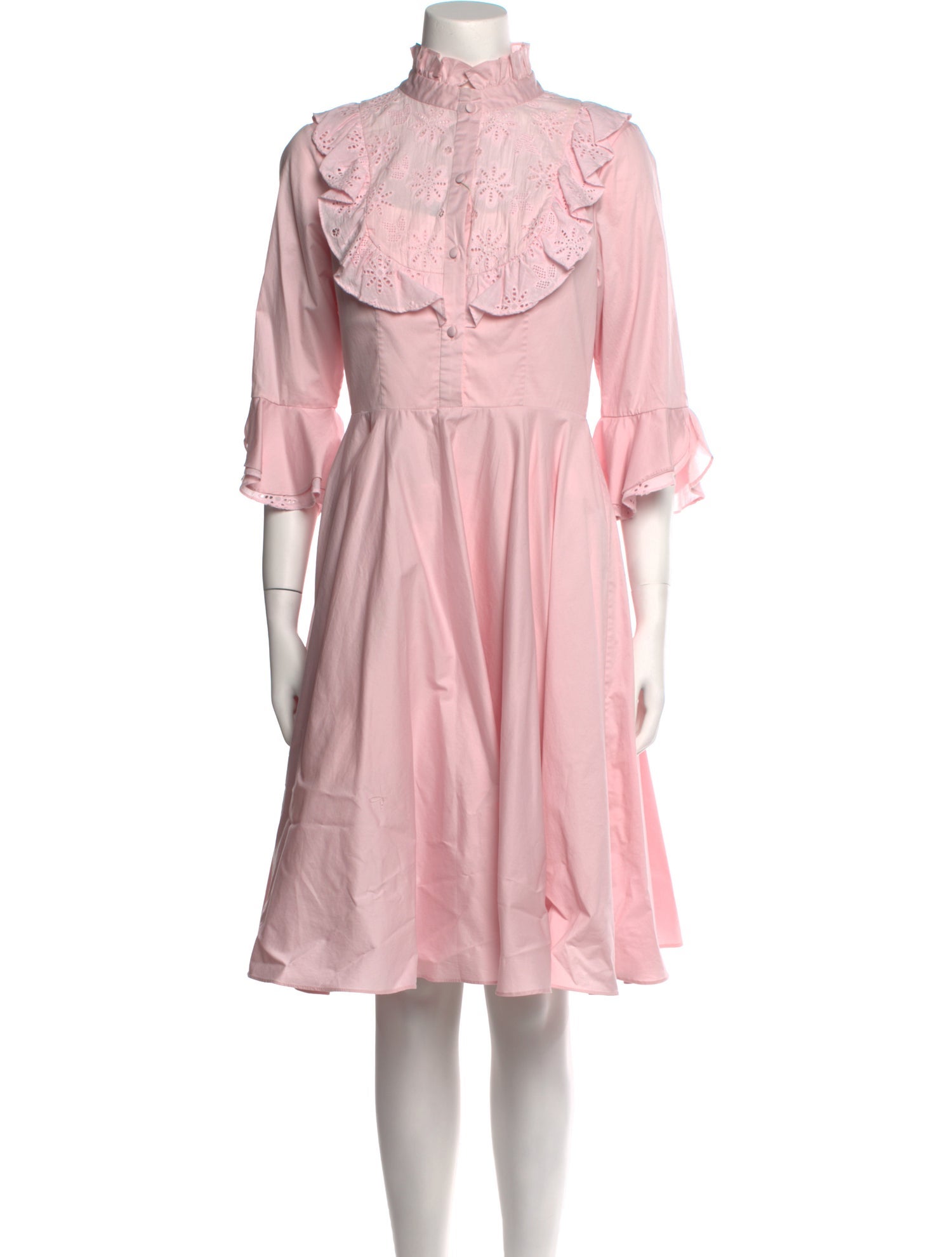 Mikael Aghal Mock Neck Knee-Length Dress